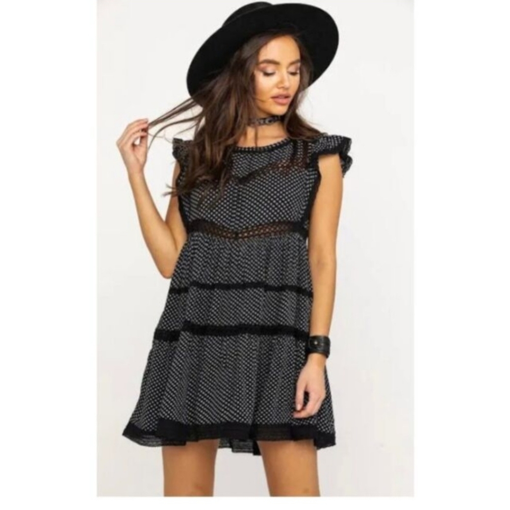 Free People Floral Mini Cap Sleeve Prairie Dress Size XS